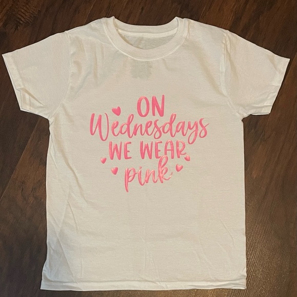 On Wednesday’s we wear pink handmade youth Medium/6T t-shirt. - Picture 1 of 1